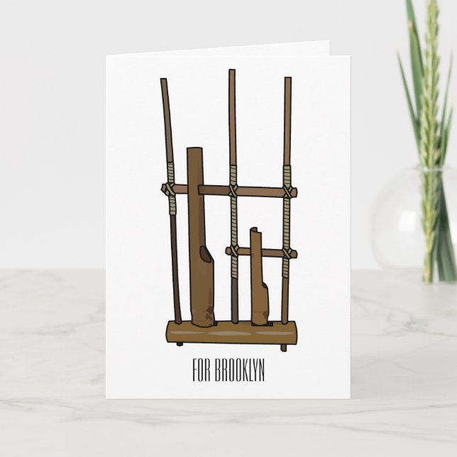Tarjeta Ilustracion de Angklung personalizado (Anverso)