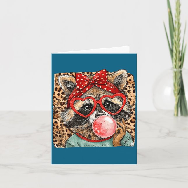 Tarjeta Ilustración de arco soplando de leopardo mapache v (Anverso)