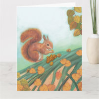 Ilustración de ardilla linda comiendo avellana