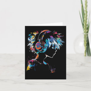 Tarjeta Ilustración de auriculares con motivo de anime man