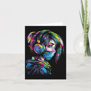 Tarjeta Ilustración de auriculares con motivo de anime man