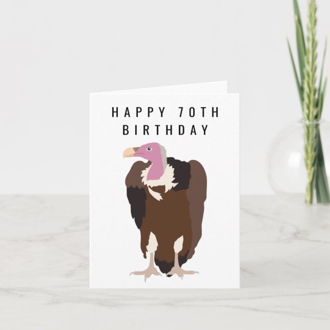 Tarjeta Ilustracion de aves buitre feliz cumpleaños 70 (Anverso)