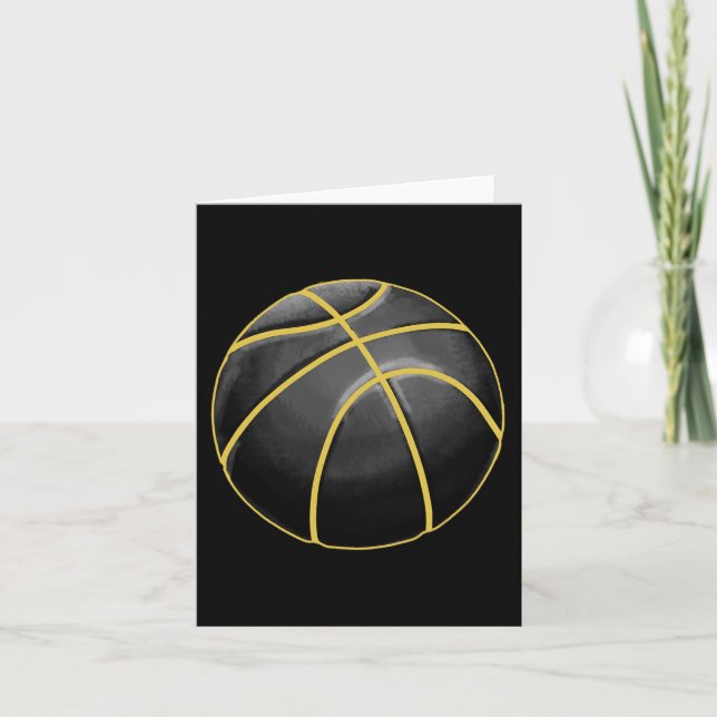 Tarjeta Ilustracion de baloncesto Black Gold Ball Design S (Anverso)
