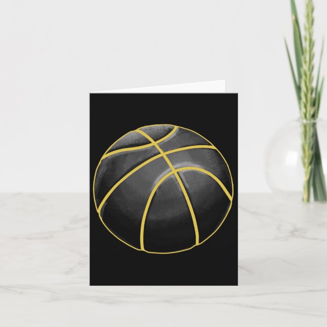 Tarjeta Ilustracion de baloncesto Black Gold Ball Design S (Anverso)