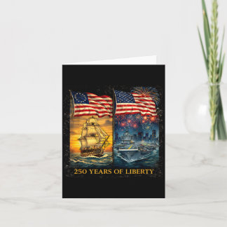 Tarjeta Ilustración de barco patriótico de 250 años de lib