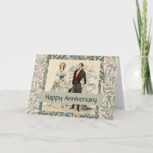 Tarjeta Ilustración de boda victoriana vintage de 1844 