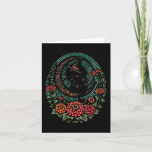Tarjeta Ilustración de bruja de luna de gato negro Gatos n