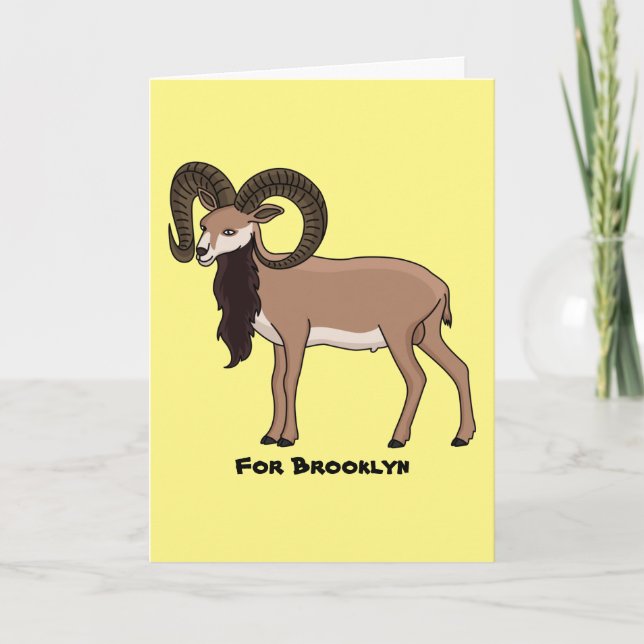 Tarjeta Ilustracion de cabra de Mouflon (Anverso)