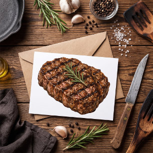 Tarjeta Ilustración de carne de barbacoa de bistec de cost