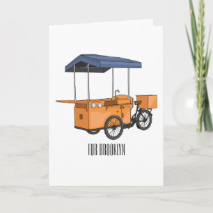 Tarjeta Ilustracion de carrito de comida para bicicletas p