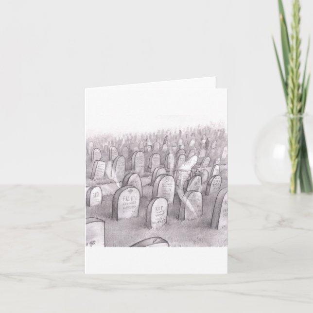 Tarjeta Ilustracion de cementerio con muchos guijarros en  (Anverso)