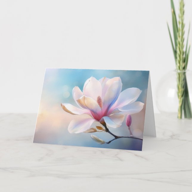 Tarjeta Ilustracion de colores pastel de Magnolia (Anverso)