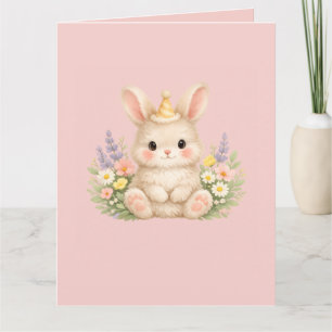 Tarjeta Ilustración de conejito silvestre pastel