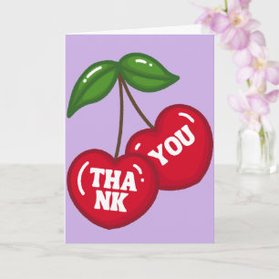 Tarjeta Ilustración de corazón de cereza lindo agradecimie