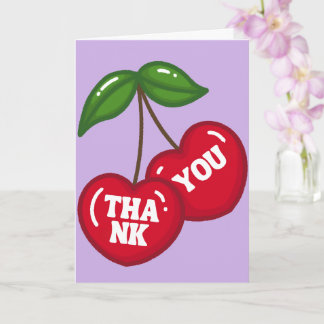Tarjeta Ilustración de corazón de cereza lindo agradecimie