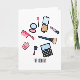 Tarjeta Ilustracion de cosméticos/personalizados de maquil