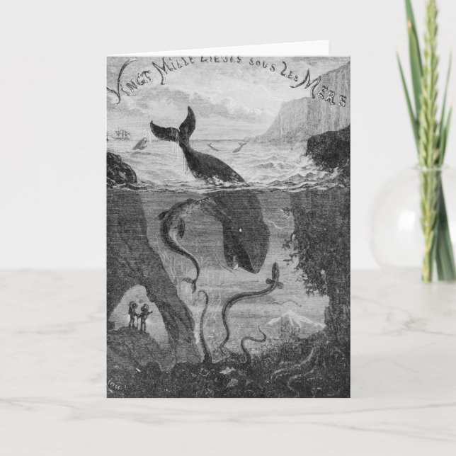Tarjeta Ilustracion de cubierta "20.000 leguas bajo el mar (Anverso)
