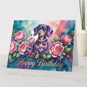 Tarjeta Ilustración de cumpleaños de Dachshund