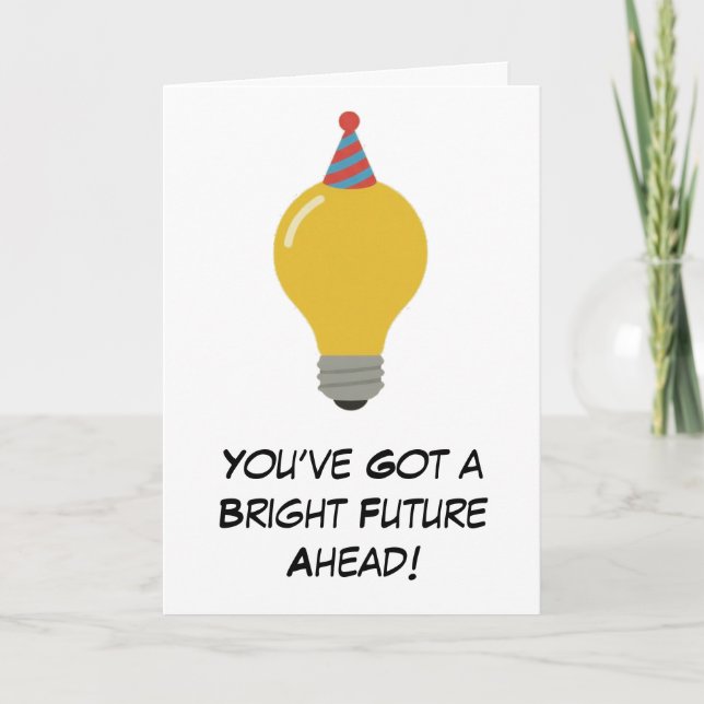 Tarjeta Ilustración de cumpleaños ¡Qué idea brillante!  (Anverso)