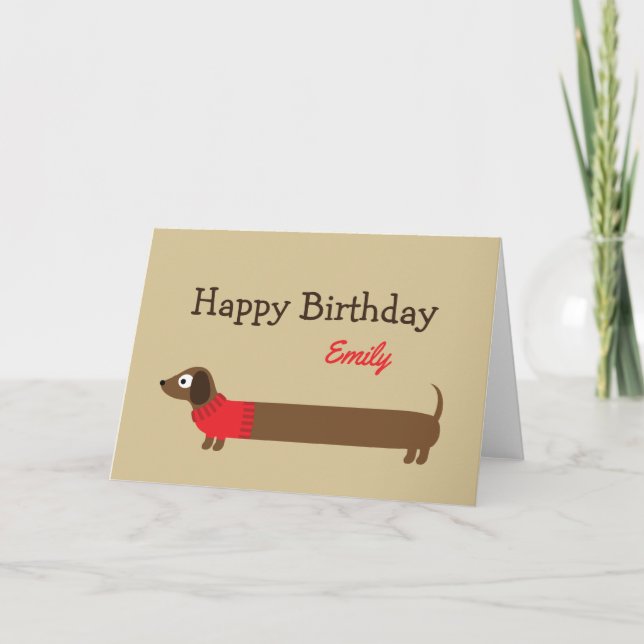 Tarjeta Ilustracion de Cute Long Dachshund (Anverso)