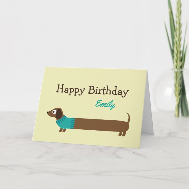 Tarjeta Ilustracion de Cute Long Dachshund (Anverso)