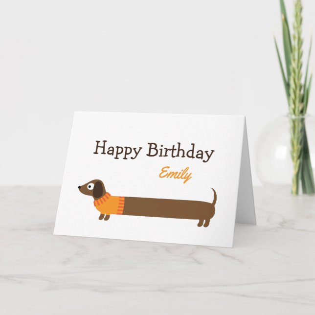 Tarjeta Ilustracion de Cute Long Dachshund (Anverso)