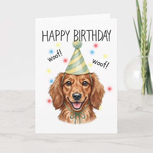 Tarjeta Ilustración de Dachshund adorable Cumpleaños perso (Anverso)