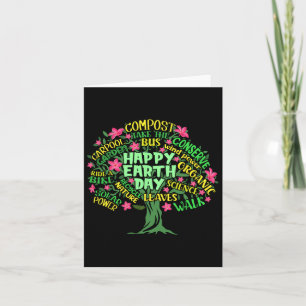 Tarjeta Ilustracion de dibujo del árbol Happy Earth Day