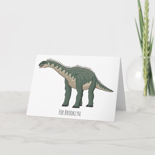 Tarjeta ilustración de dibujos animados de Barapasaurus (Anverso)