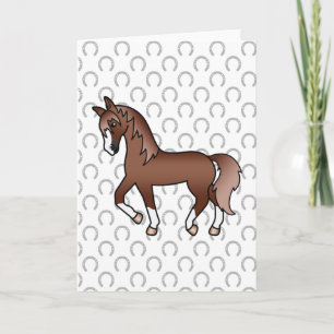 Tarjeta Ilustración de dibujos animados de caballo al trot