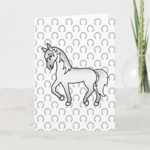 Tarjeta Ilustración de dibujos animados de caballo trotón