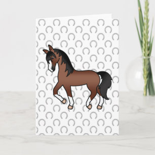Tarjeta Ilustración de dibujos animados de caballo trotón