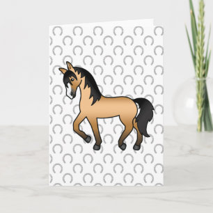 Tarjeta Ilustración de dibujos animados de caballo trotón