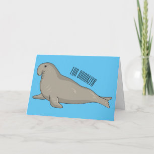 Tarjeta Ilustración de dibujos animados de elefante marino