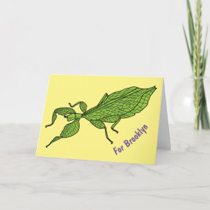 Tarjeta Ilustración de dibujos animados de insecto hoja ve