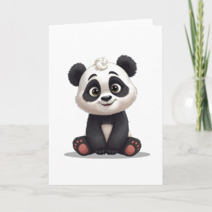 Tarjeta Ilustración de dibujos animados de oso panda senta