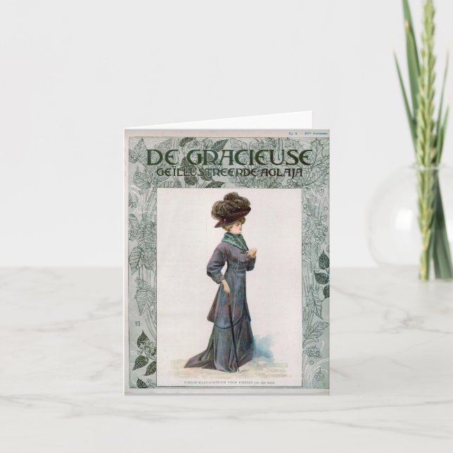 Tarjeta Ilustracion de diseño de moda de las damas de époc (Anverso)