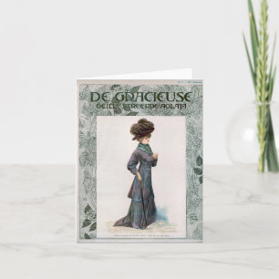 Tarjeta Ilustracion de diseño de moda de las damas de époc