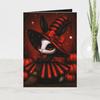 Tarjeta Ilustración de disfraz de bruja conejo de Hallowee