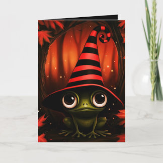 Tarjeta Ilustración de disfraz de bruja de rana de Hallowe