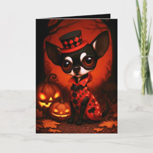 Tarjeta Ilustración de disfraz de Chihuahua para Halloween