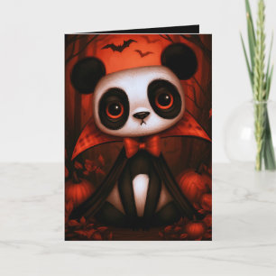 Tarjeta Ilustración de disfraz de vampiro de panda para Ha
