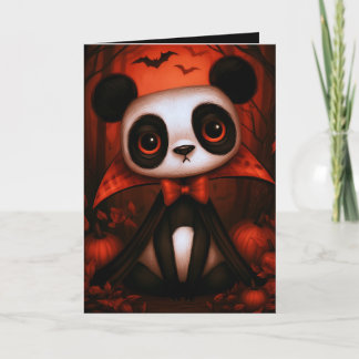 Tarjeta Ilustración de disfraz de vampiro de panda para Ha