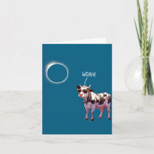 Tarjeta Ilustración de eclipse solar de vaca granjero papá