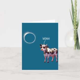 Tarjeta Ilustración de eclipse solar de vaca granjero papá