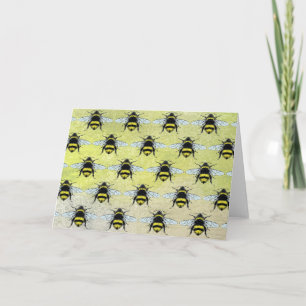 Tarjeta Ilustración de enjambre de abejas bumble de miel