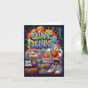 Tarjeta Ilustración de estilo grafiti de baloncesto genial