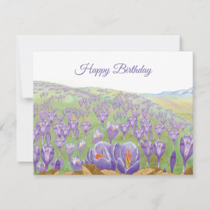 Tarjeta Ilustración de flores de crocus púrpura en Spring 