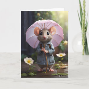 Tarjeta Ilustración de flores de margarita de ratón adorab