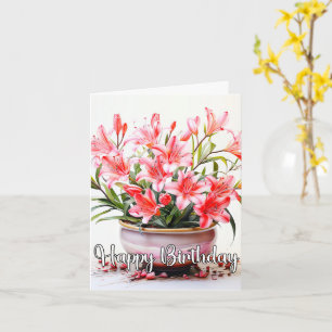 Tarjeta Ilustracion de flores Lily Potoming Blooming